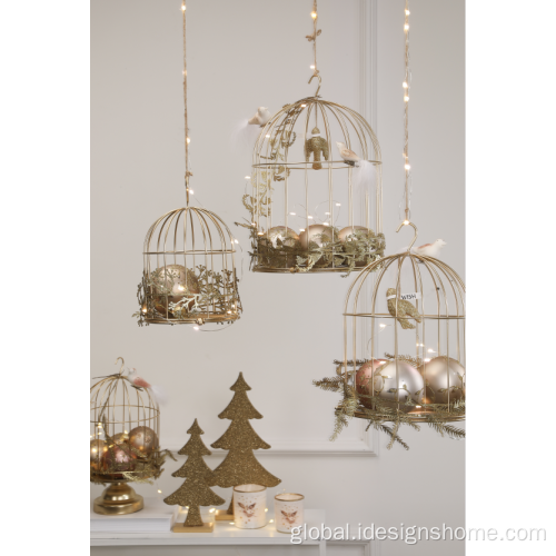 Golden Birdcage Iron Hanging Christmas Tree Birdcage Ornaments Hanging Factory